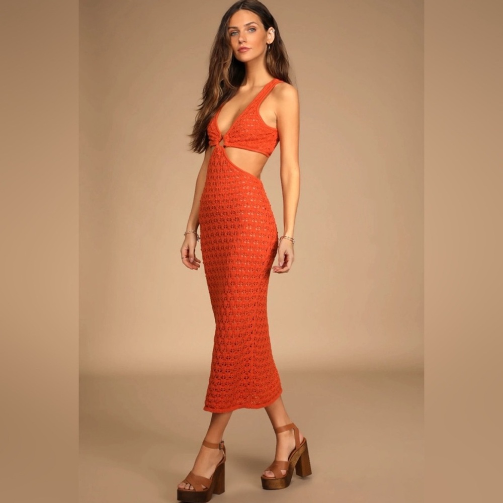 LuLu's 🧡 Burnt Orange, Cut-Out, Knit Dress XS/Small